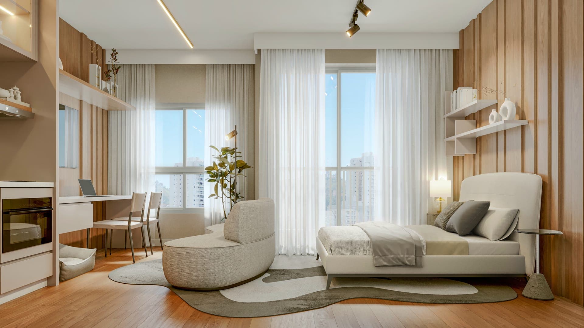 Apartamento decorado de planta flexível do Core Palácio