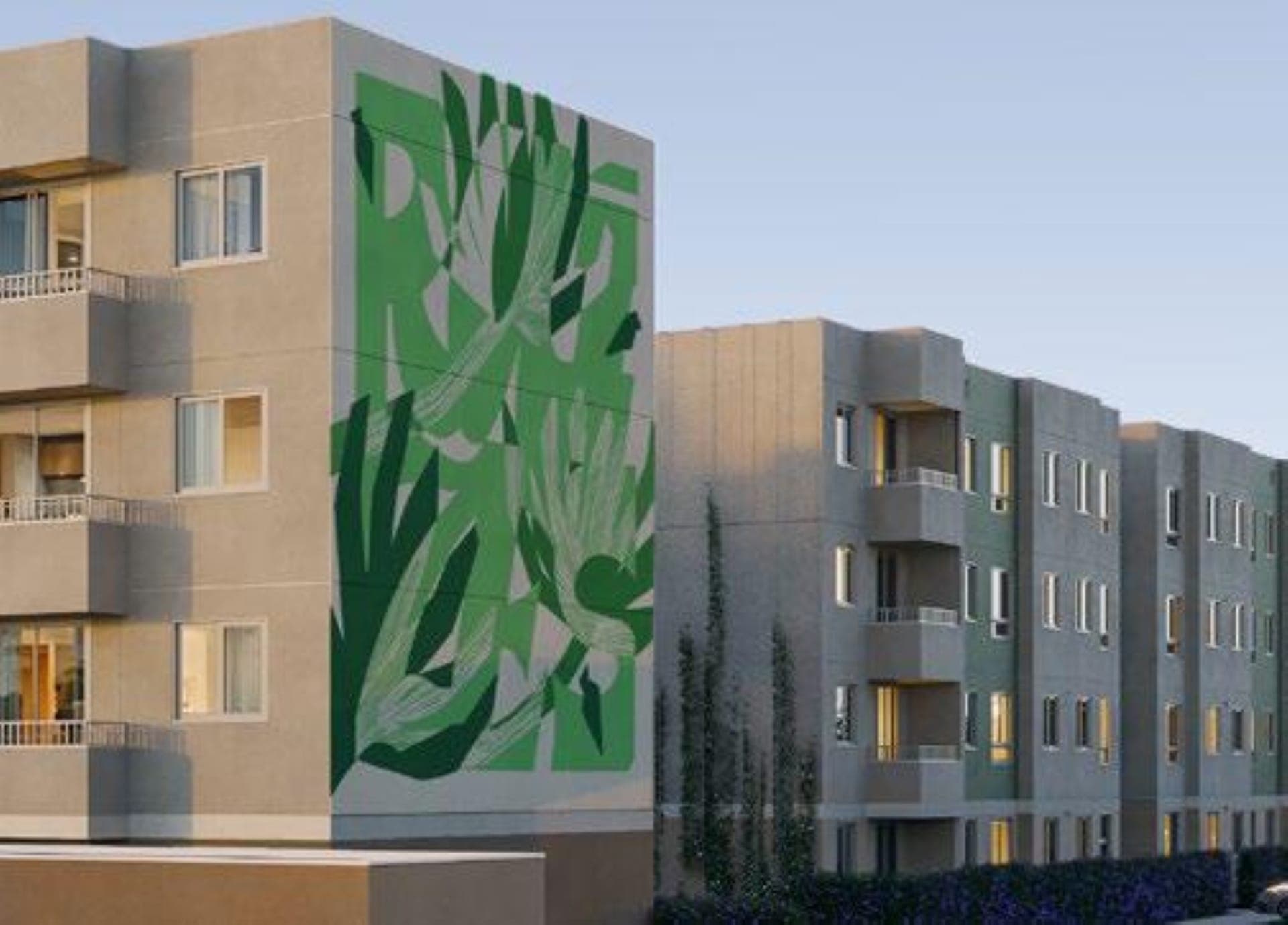 Torres do Hauer 4You com mural verde na empena