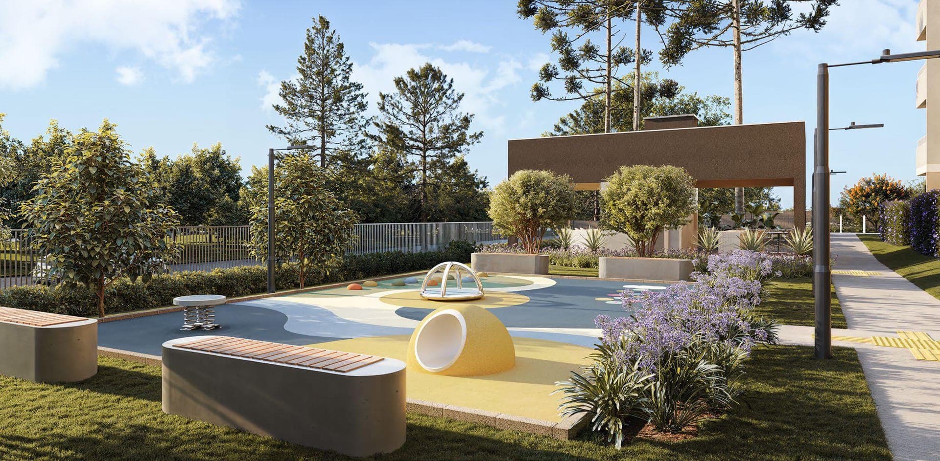 Playground do Hauer 4You com piso colorido