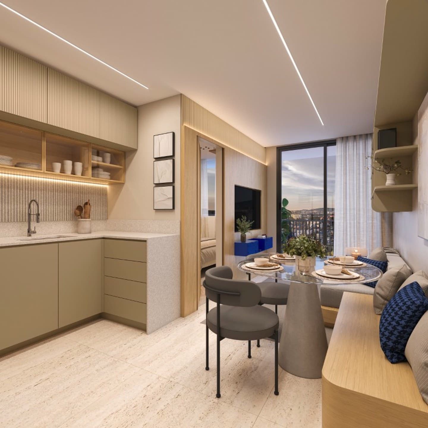 Living de apartamento de 1 quarto do Piazza di Roma